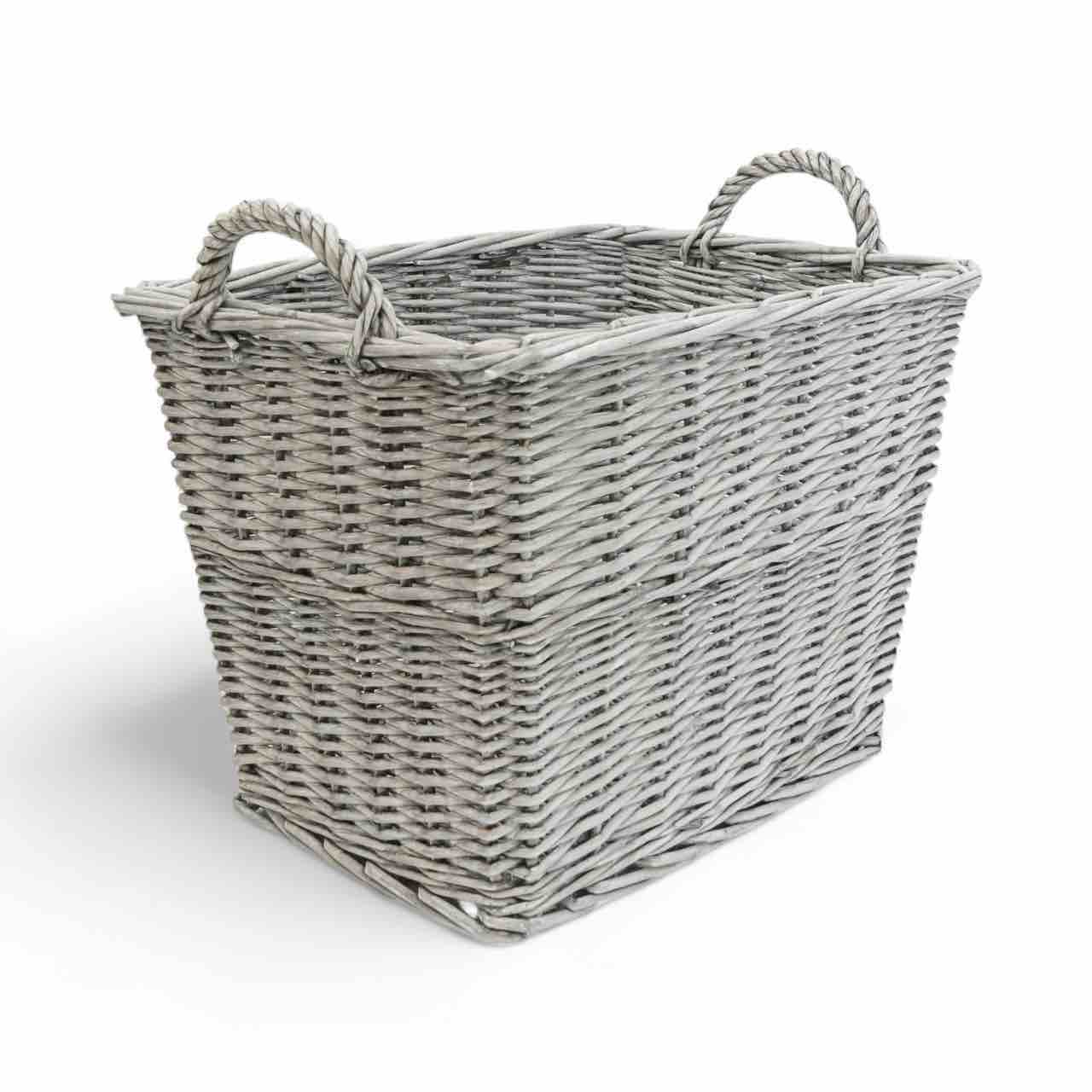 Rectangular Grey Log Basket