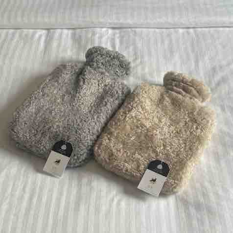 Genuine Sheepskin Hot water Bottle Cover | Includes 2L Hot water Bottle | Grey Or Beige