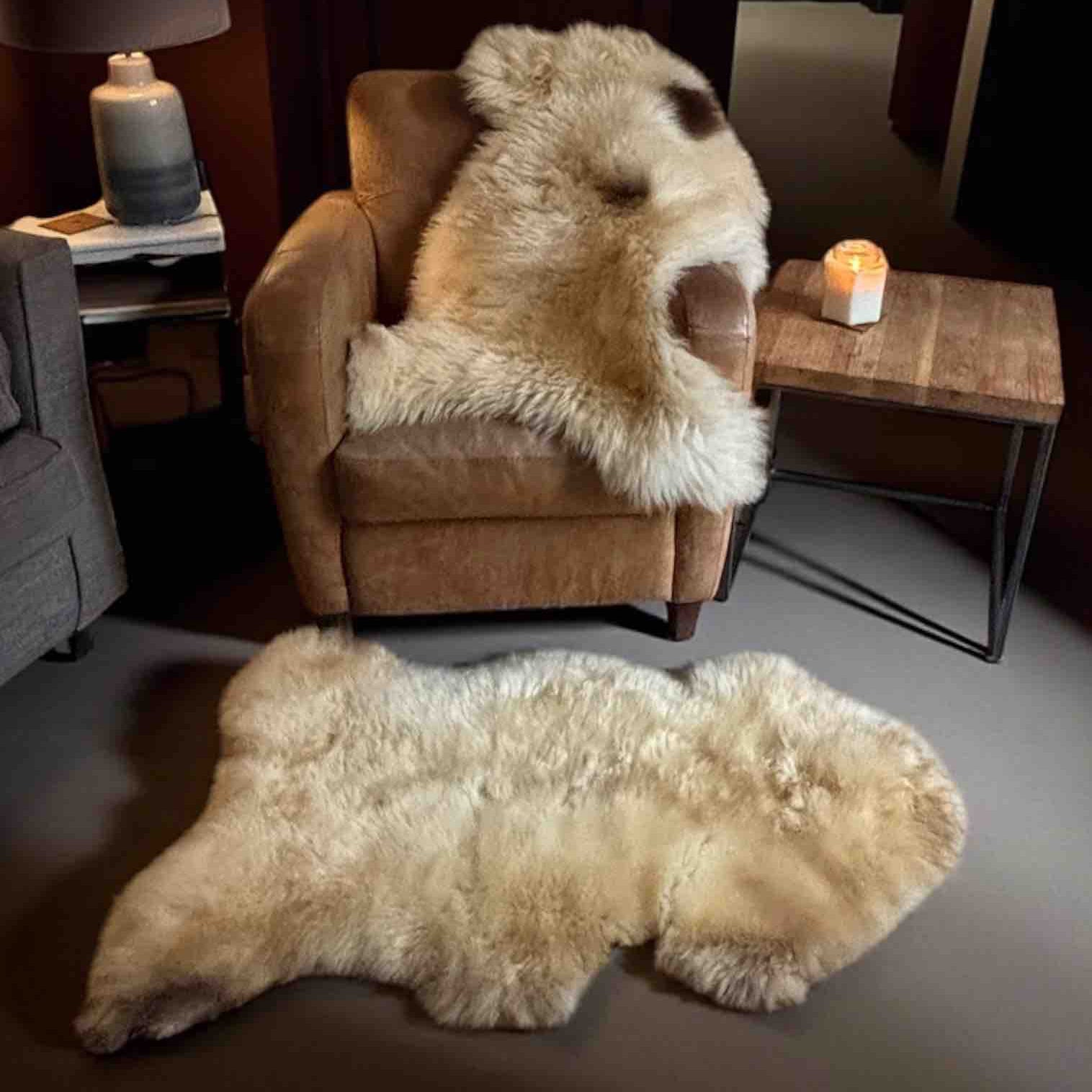 Extra Large Genuine Hill Sheep Sheepskin rug | 100 cms