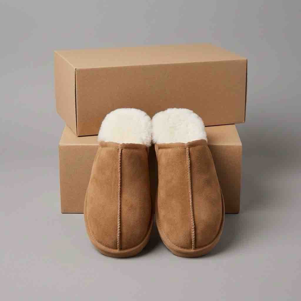Men’s Genuine Sheepskin Slippers | Includes Box | Size 9 & 10