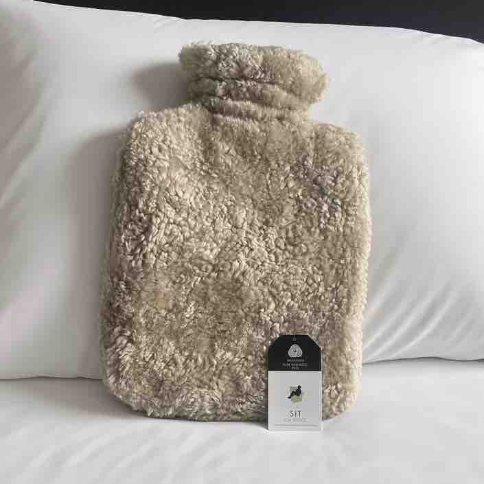 Genuine Sheepskin Hot water Bottle Cover | Includes 2L Hot water Bottle | Grey Or Beige