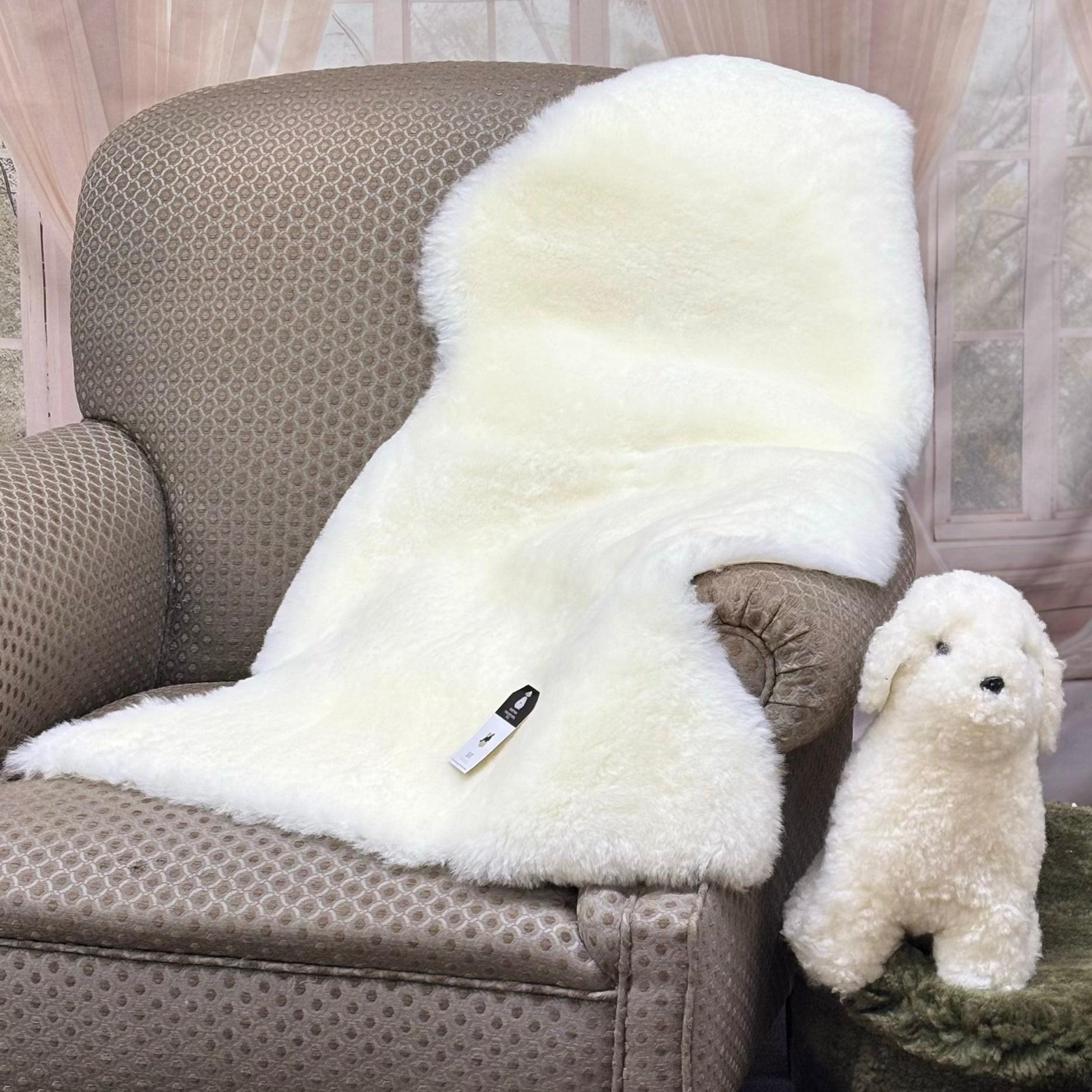 XL Short wool Genuine Sheepskin Rug | 100cms | Ivory | Super Soft