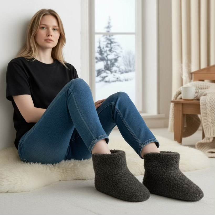 Wool Slippers Warm & Cosy Natural Genuine Wool Comfort