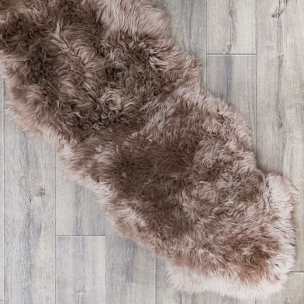 Double Sheepskin Rugs 160 x 65 cm Genuine Wool Rug Taupe