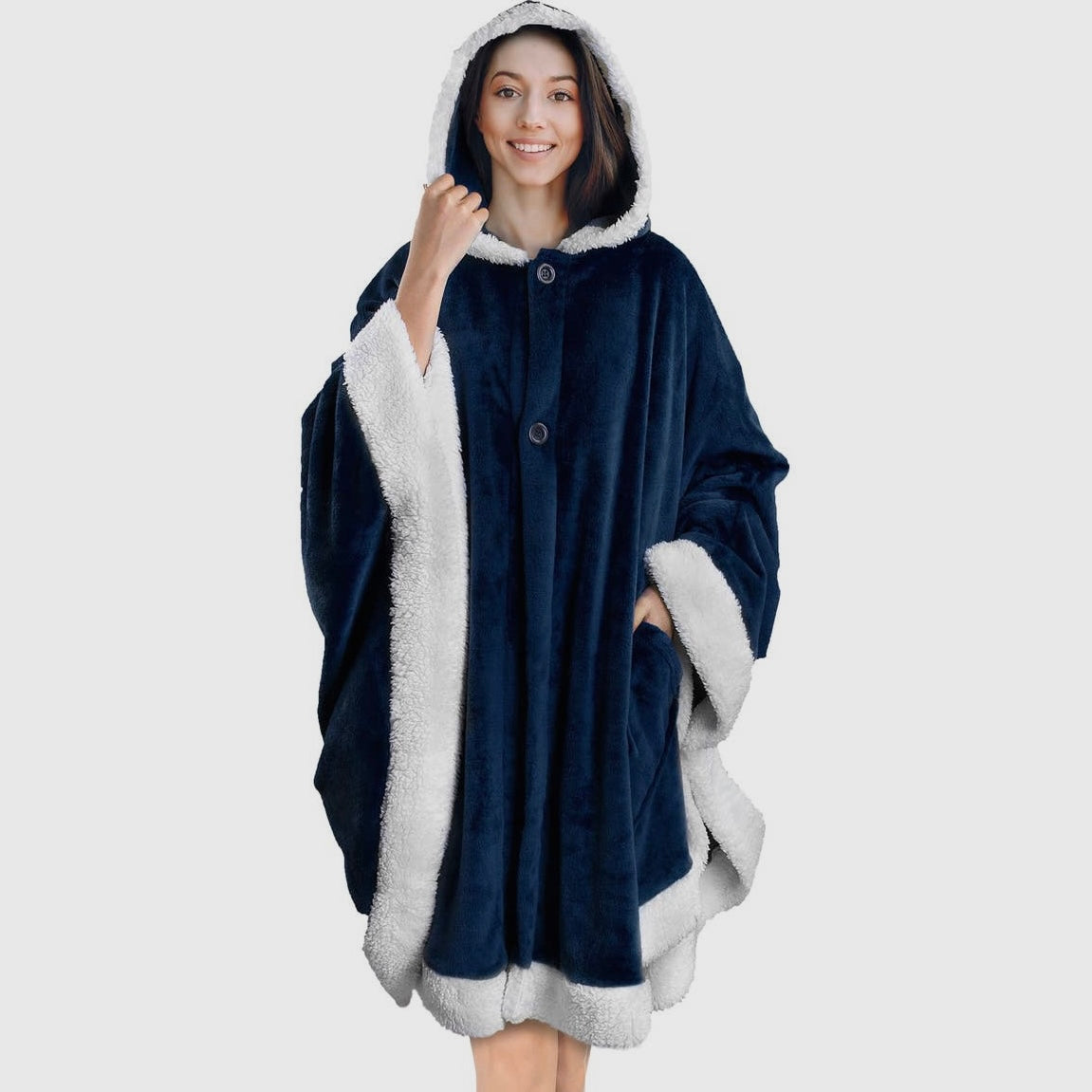 Angel Wrap Hoodie Sherpa Poncho Fleece Blanket