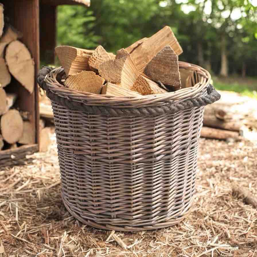 Wicker Basket With Rope Handle