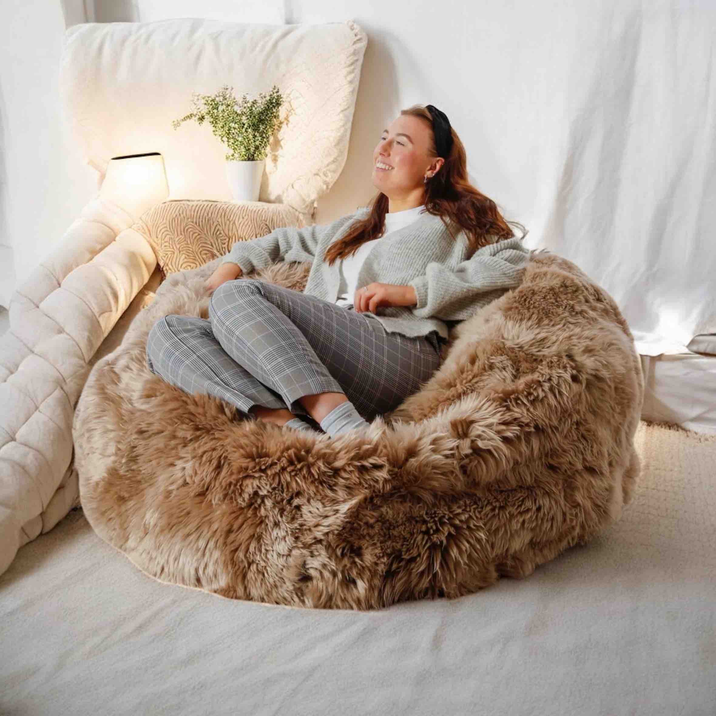 XXL Luxurious Genuine Sheepskin Beanbag