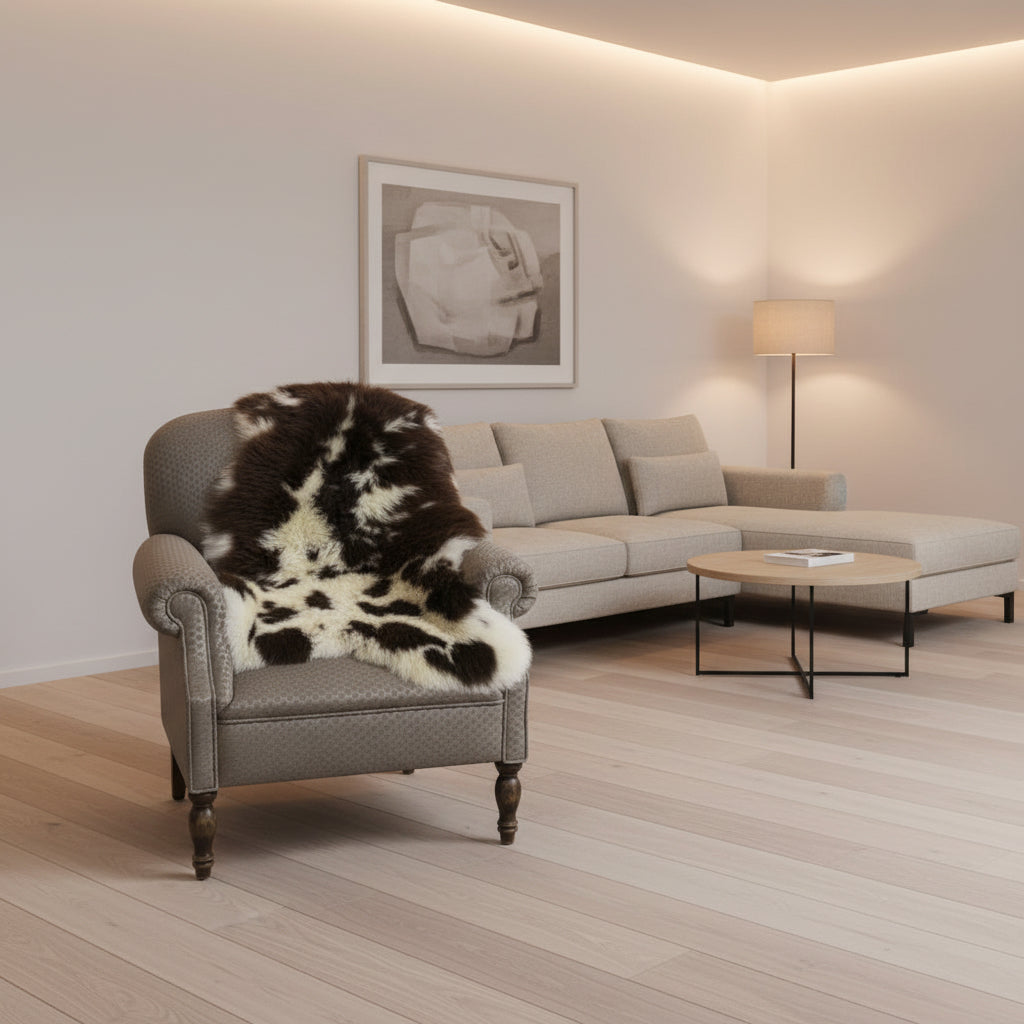 Chair with a cowhide pattern on a white background