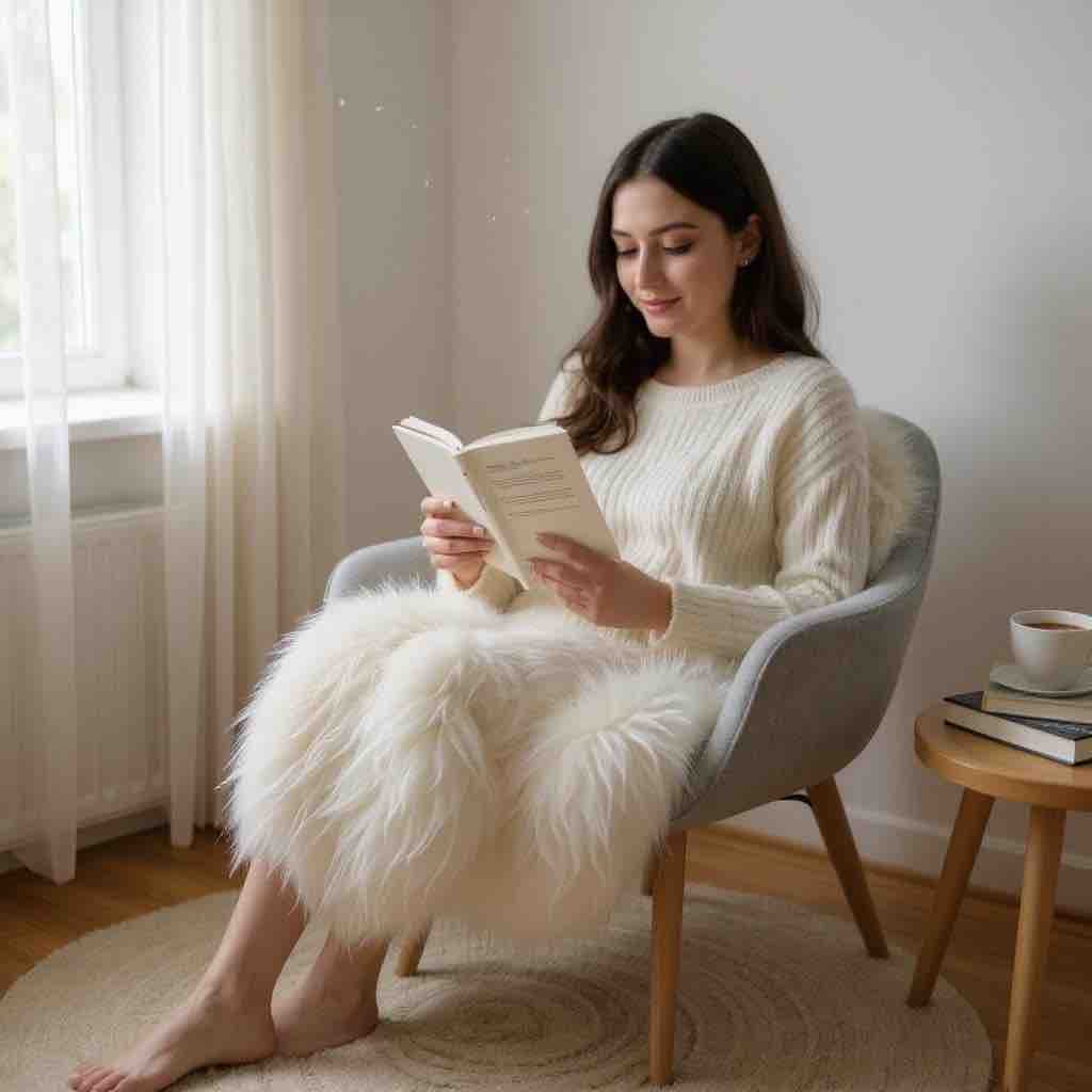 luxurious white Icelandic sheepskin rug