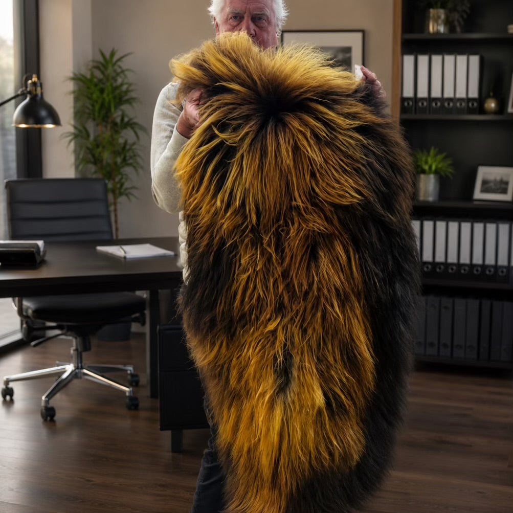 Luxurious XL Flame  Icelandic Genuine Sheepskin Rug | 110cms