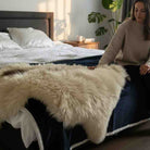 XXL Genuine Hill Sheep Luxury Sheepskin Rug - Natural Fleece - 110 cms