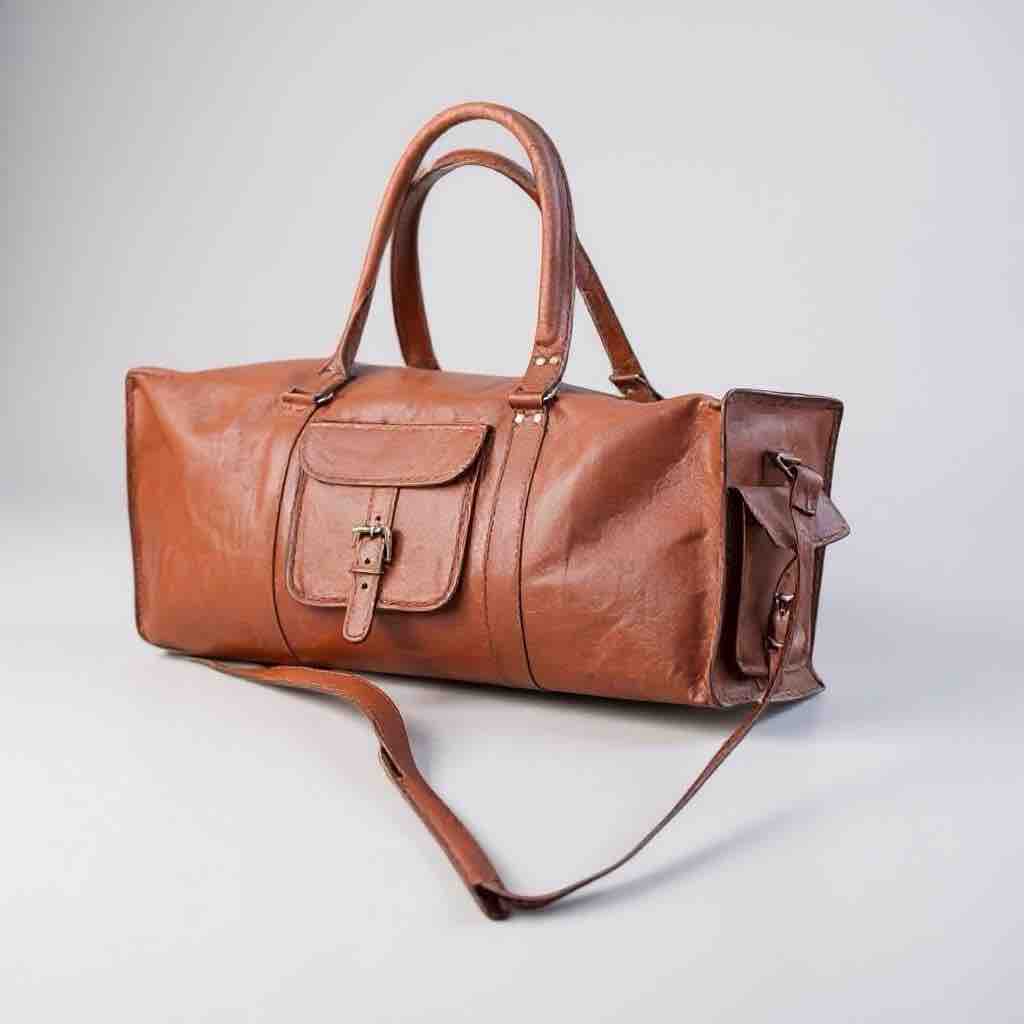 Large leather weekend travel bag