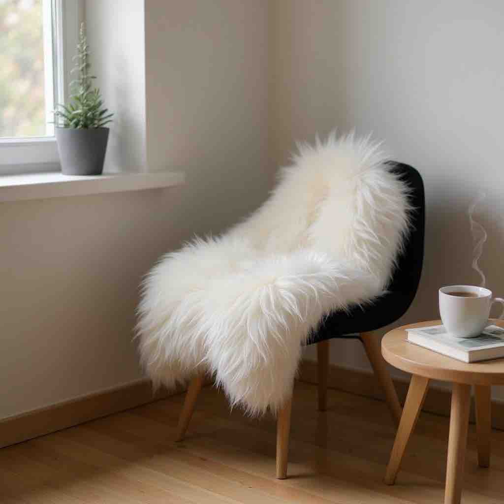 luxurious white Icelandic sheepskin rug