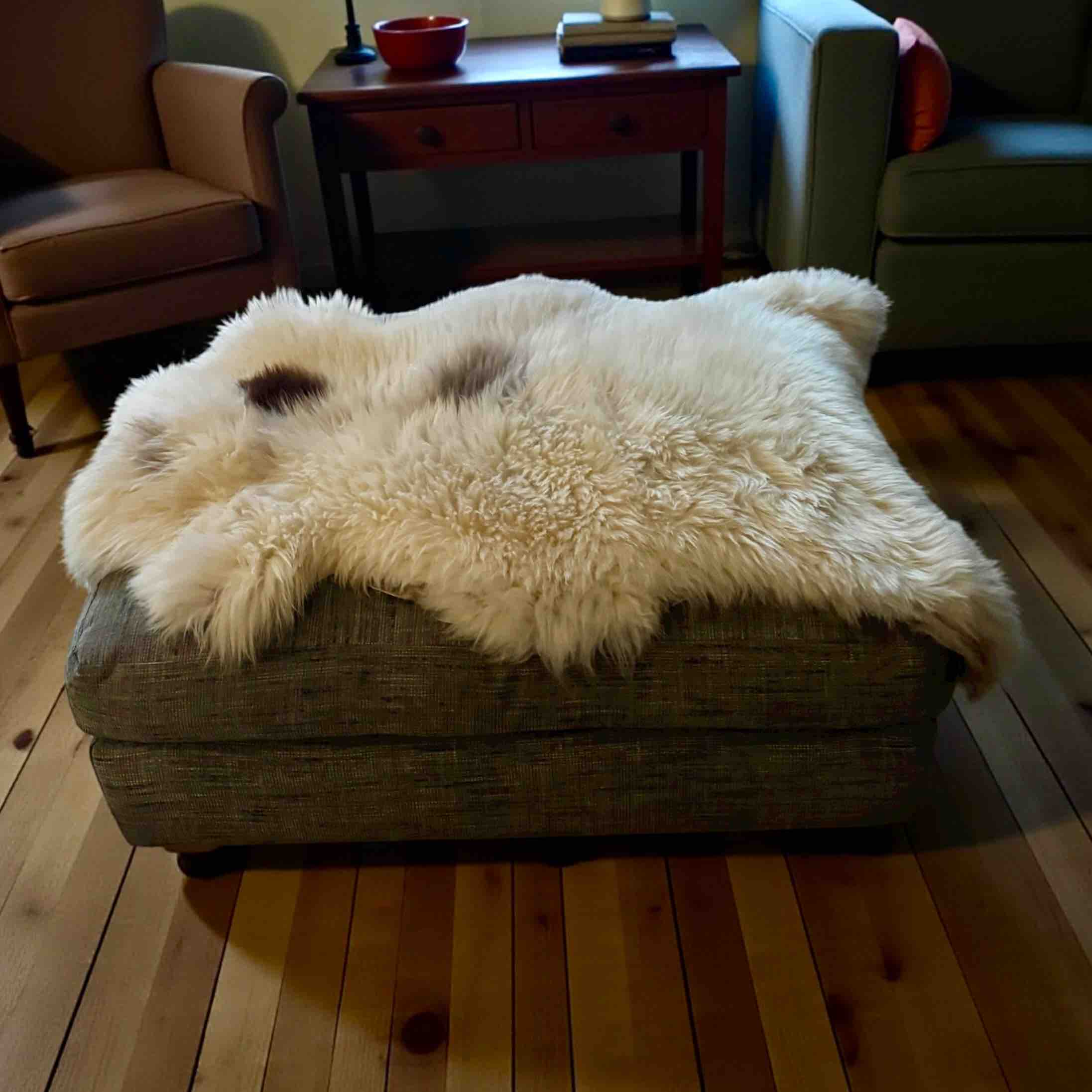 XXL Genuine Hill Sheep Luxury Sheepskin Rug - Natural Fleece - 110 cms
