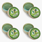 Set of Savonetto soap bars with olive design on a white background