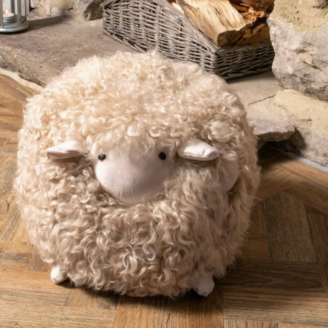 Shearling Sheepskin Lamb  Stool
