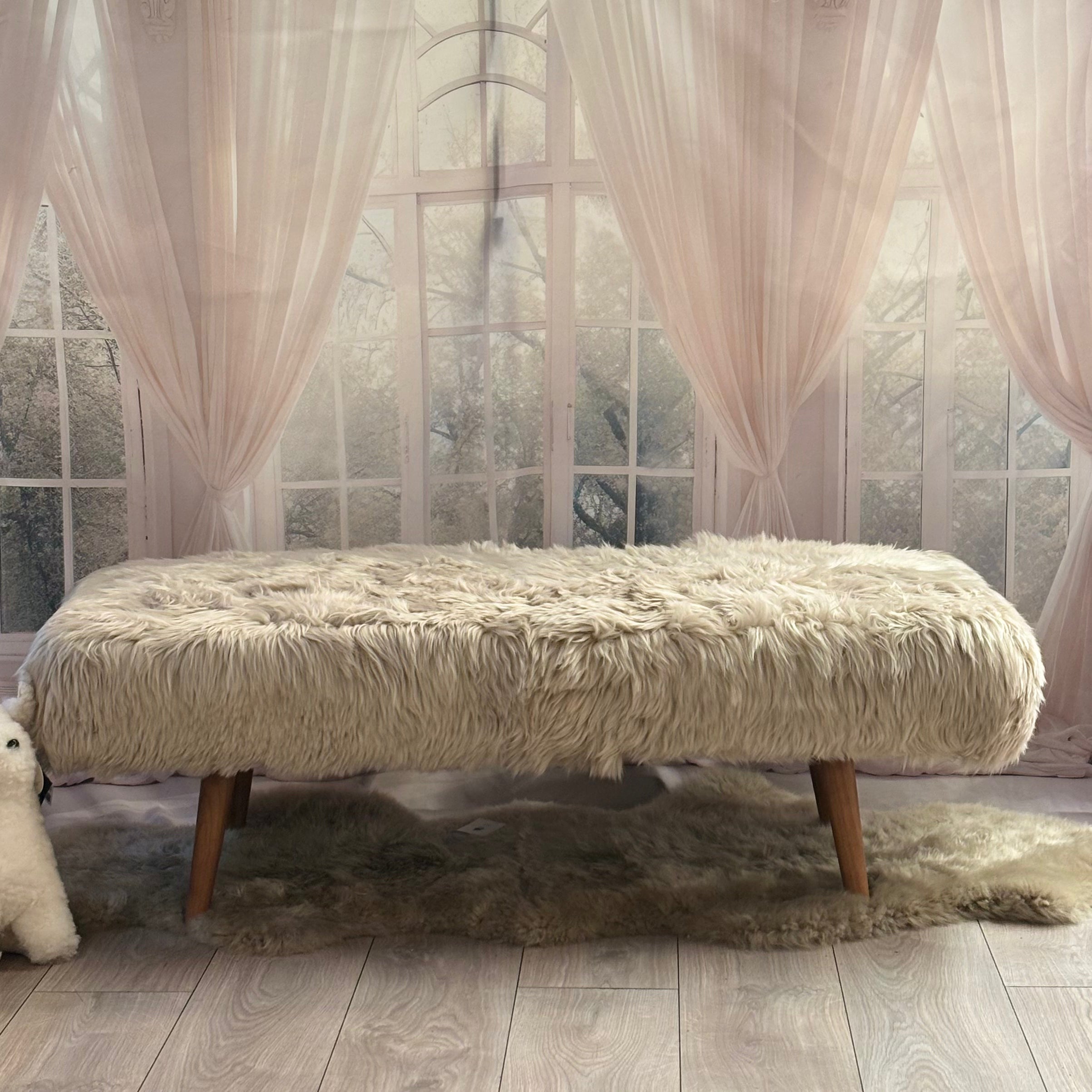 End Of Bed Shearling Stool