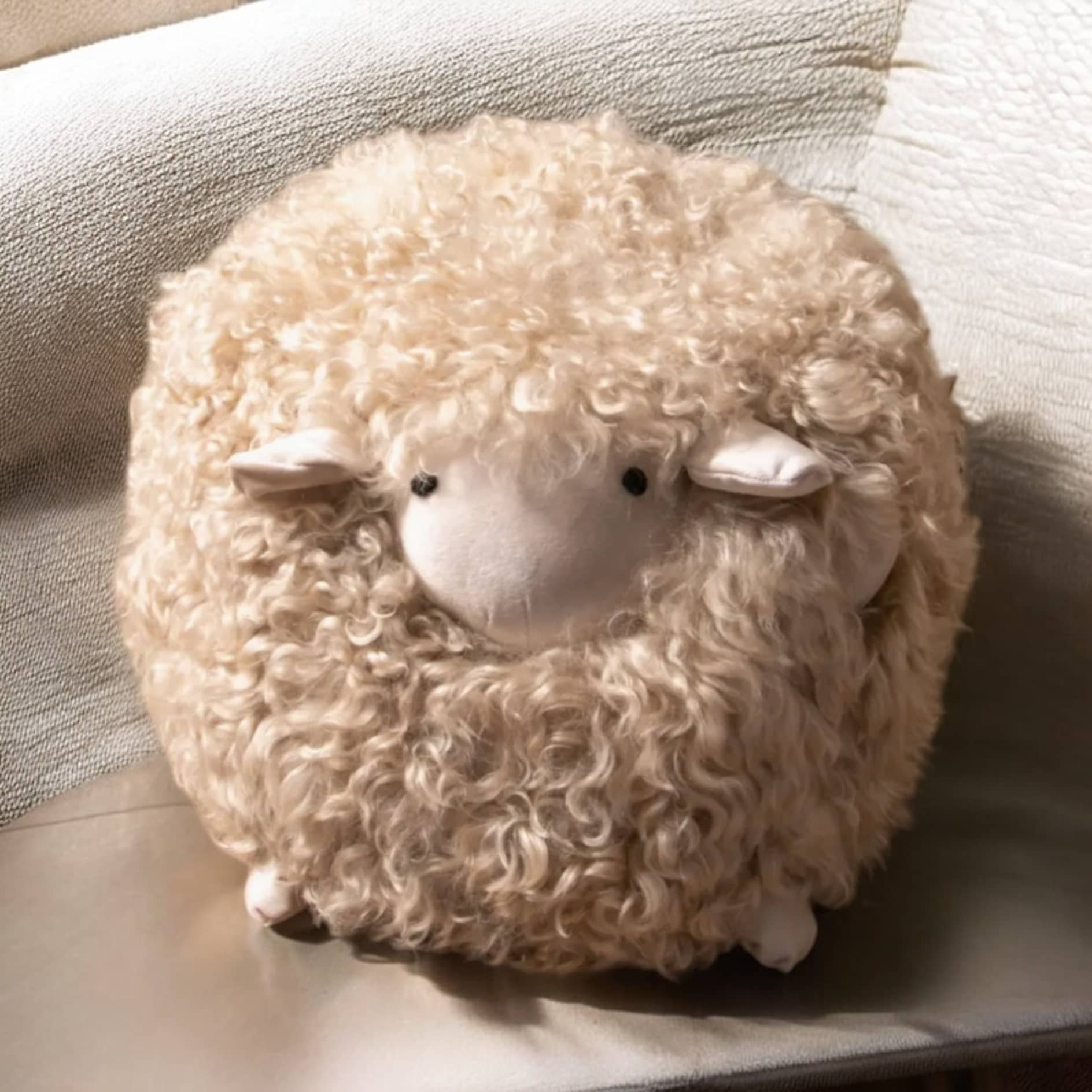 Shearling Sheepskin Lamb  Stool
