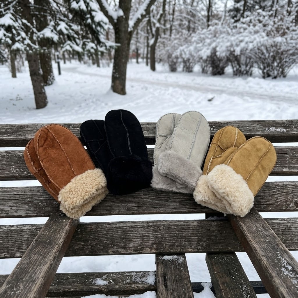 Genuine Ladies Sheepskin Mittens | Multiple Autumn Colours