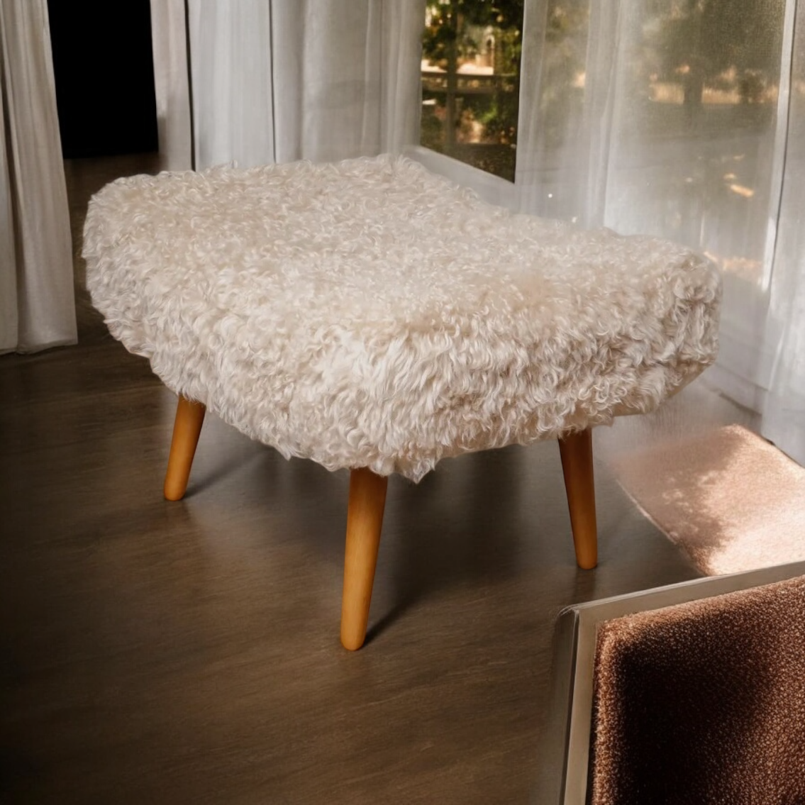 shearling sheepskin stool
