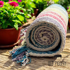 Recycled Cotton Rainbow Arrow Stripe Throw – 125x150cm Eco-Friendly Blanket