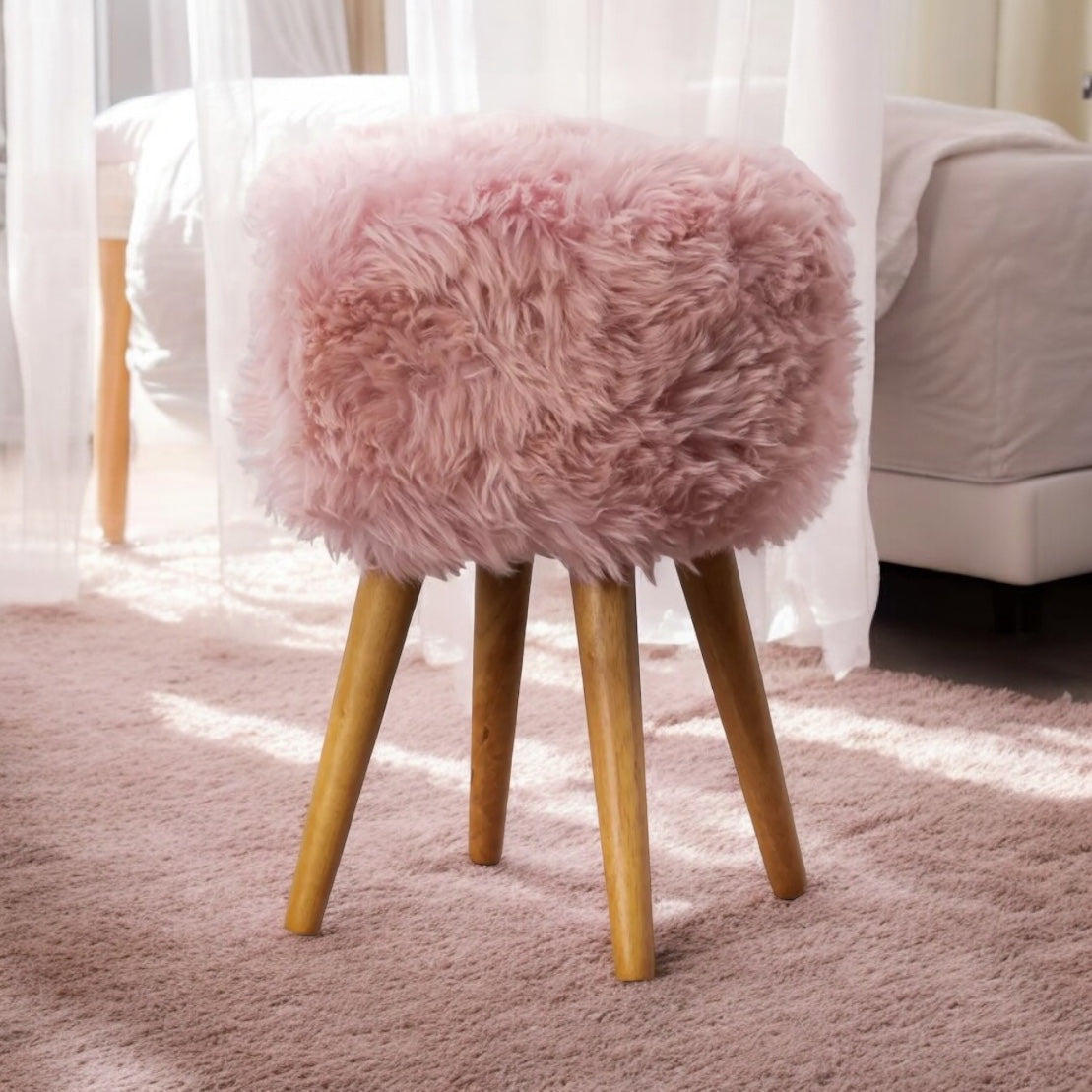 Pink fur stool new arrivals
