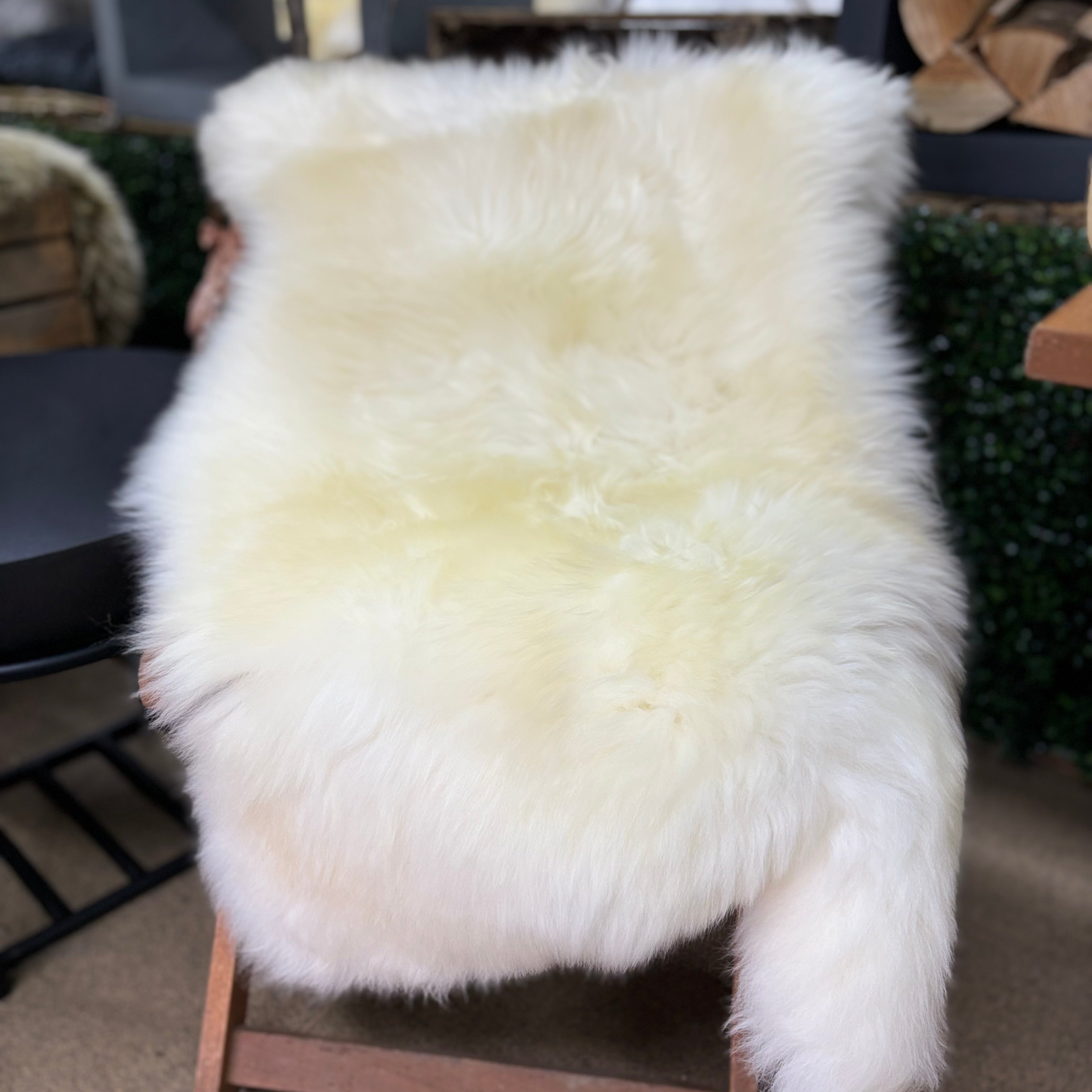 2 Extra Large Long Wool Ivory Patio Outdoor Sheepskin Rugs | 100cms plus