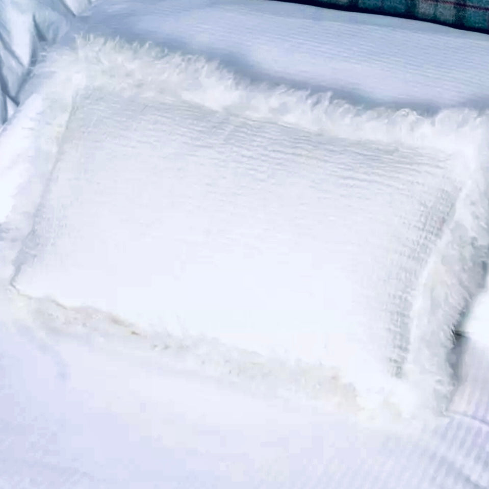 Linen Cushion with a  Sheepskin Trim