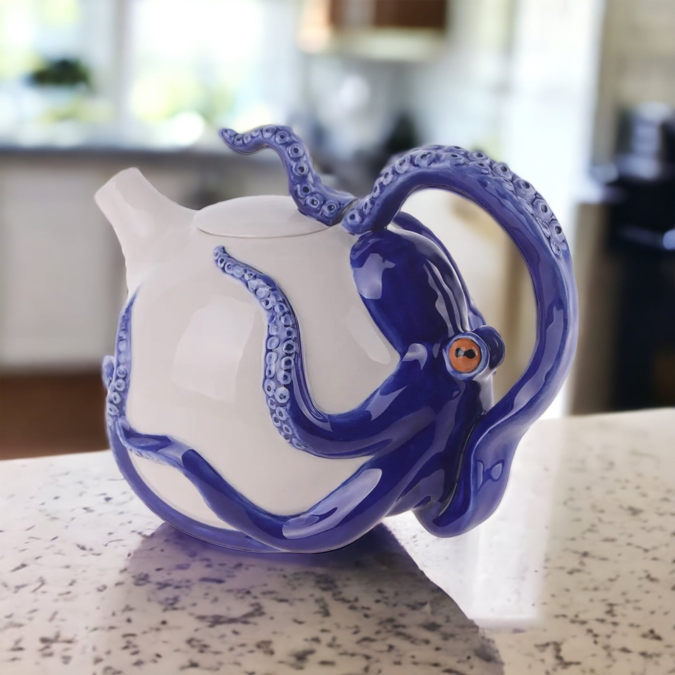 Circular  Octopus Tea Pot Cobalt Blue or Red