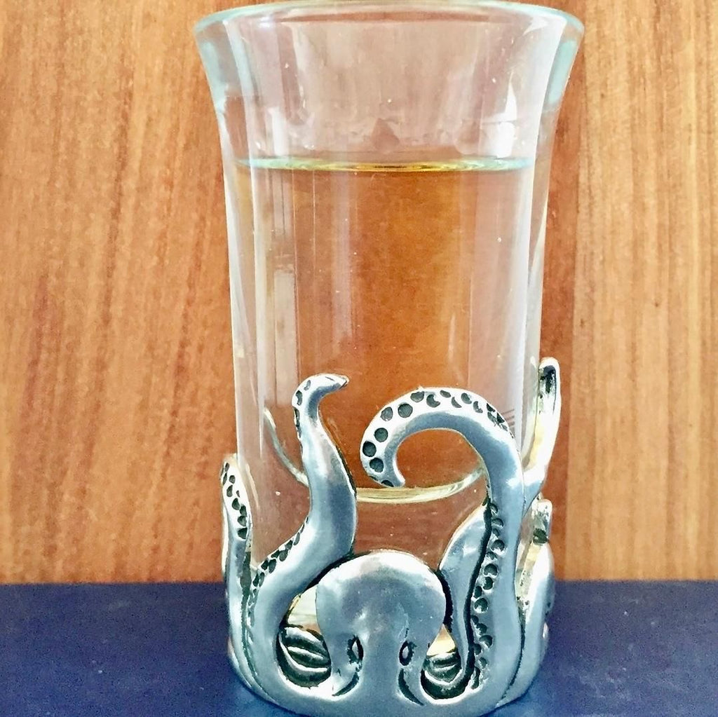 Pewter octopus shot glass