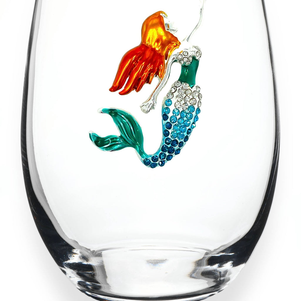 Mermaid Jeweled Wine Glass