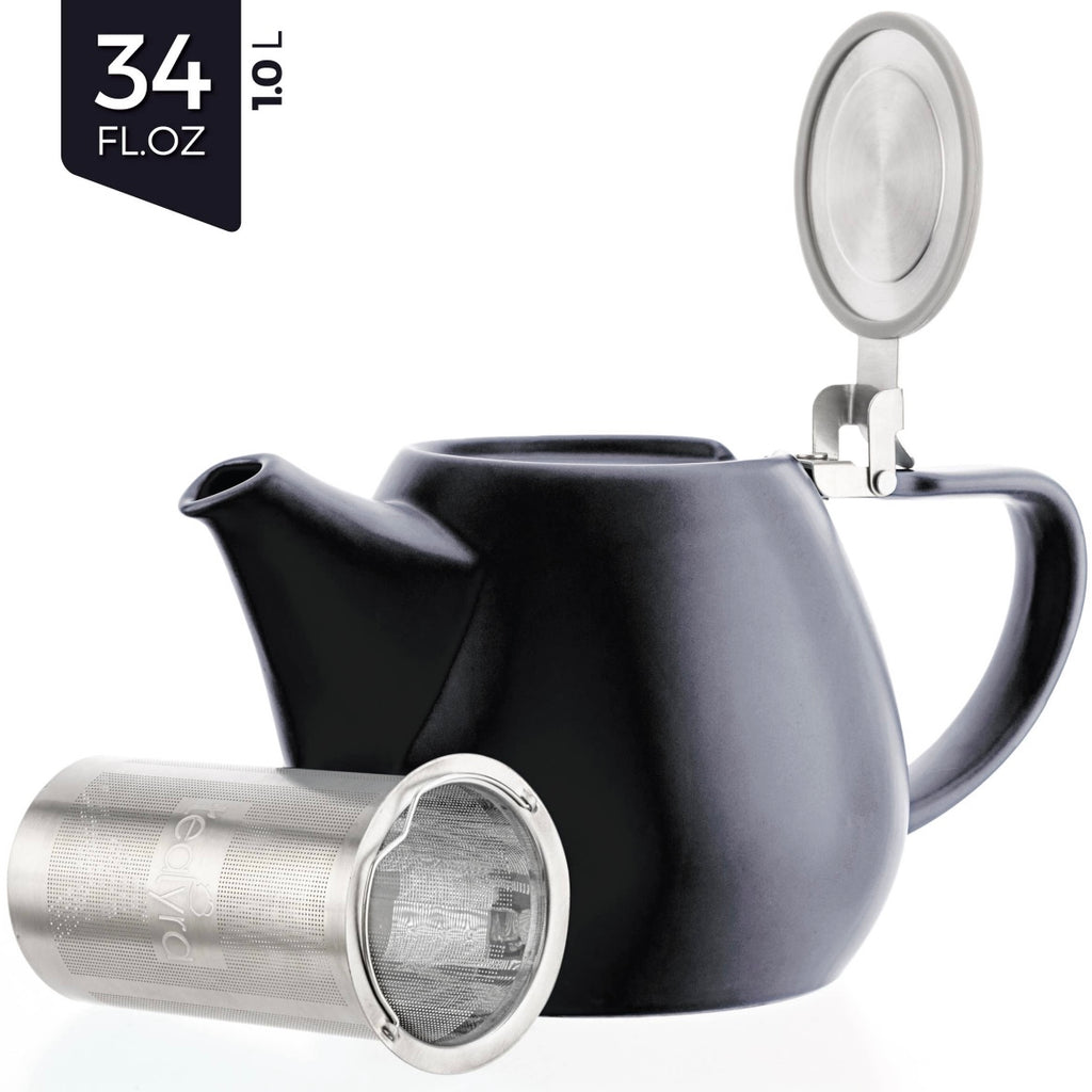 Jove 34 fl oz black teapot