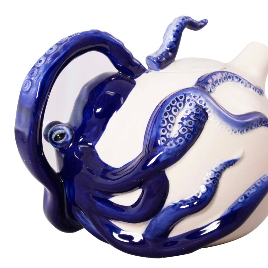 Blue Circular Octopus Tea Pot