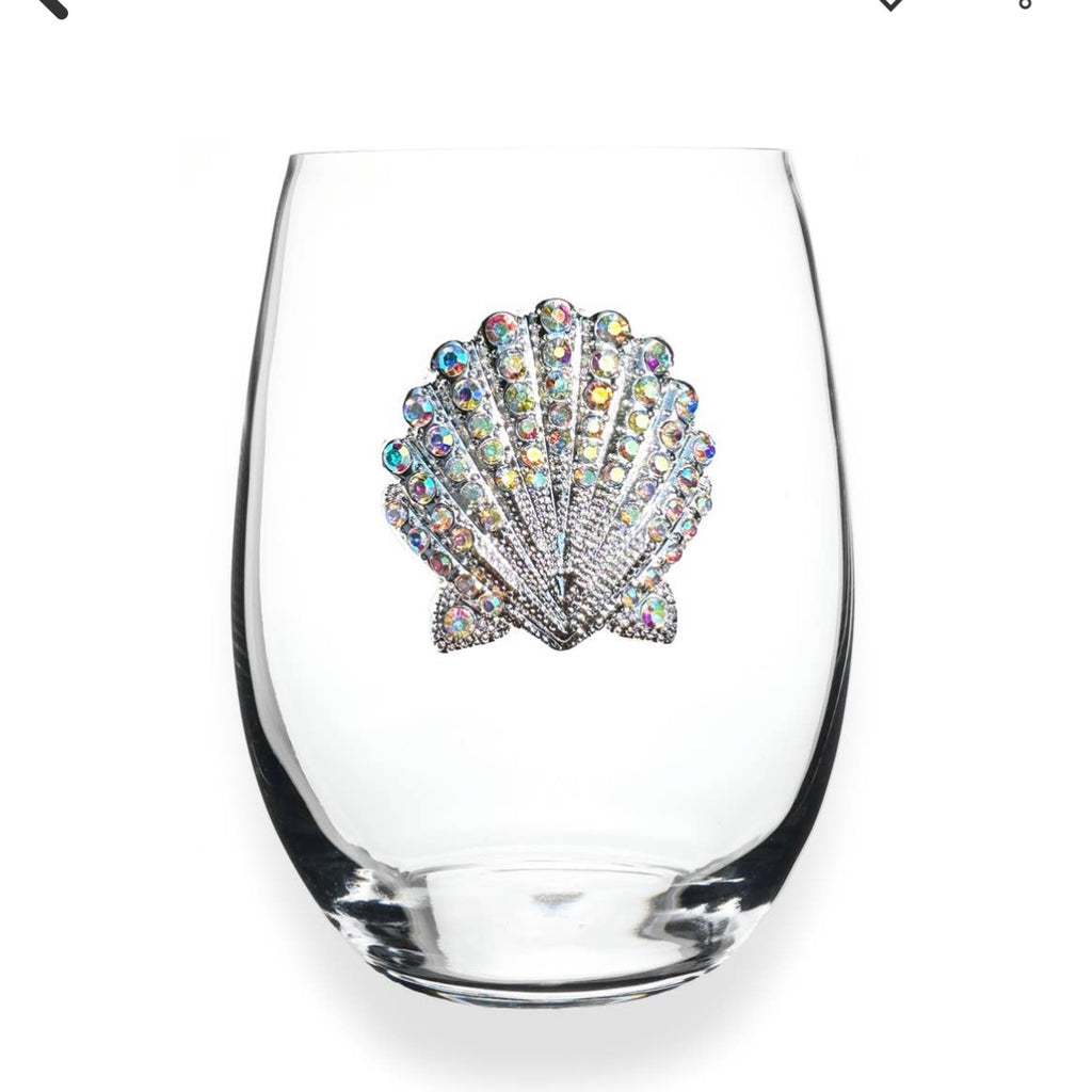 Scallop Shell Jeweled Wine Glass