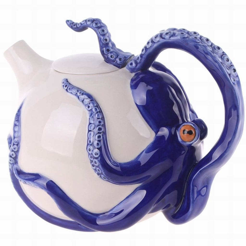 Blue Circular Octopus Tea Pot