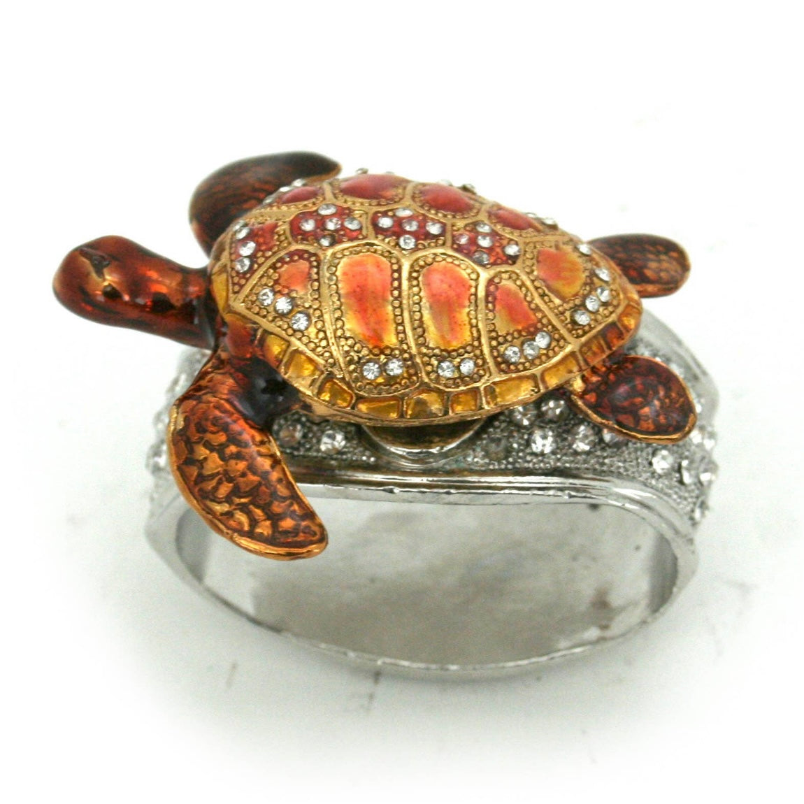 Pewter jeweled turtle napkin rings