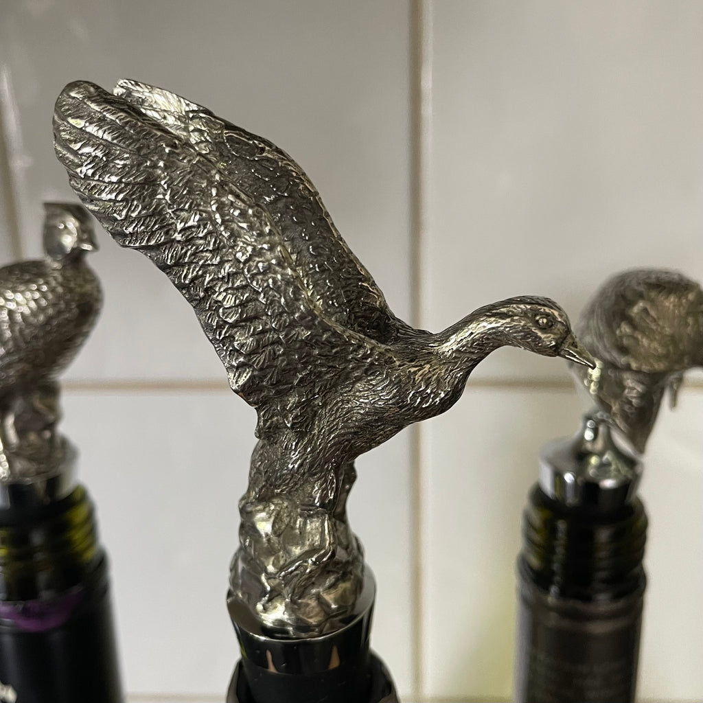 Pewter Game  Bottle Stopper. Mallard Duck