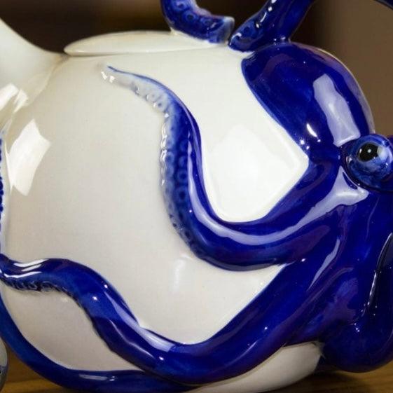 Blue Circular Octopus Tea Pot